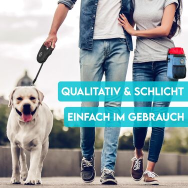 Витяжна повідка для собак HUND IST KÖNIG 8м для малих та великих собак | Міцна витяжна повідка з зручною ручкою | До 50кг | Чорний