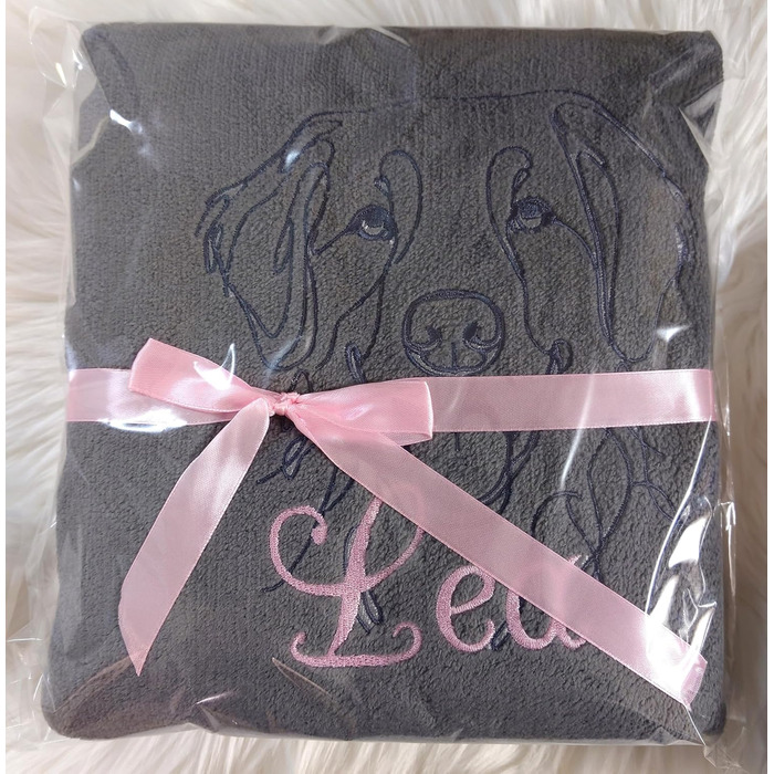 Персоналізована ковдра для собак з вишивкою породи та імені. М'яка ковдра для цуценят та собак, 130x170 см, для дому, авто, софи, сіра, washable