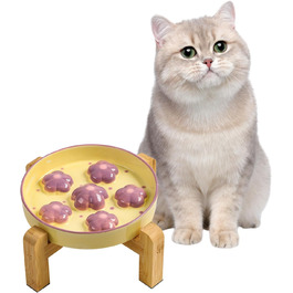 Підвищена годівниця для котів Anti Schling Napf - керамічна годівниця з антиковзним основанням, лабіринтовий дизайн, сповільнює годування, фіолетові квіти