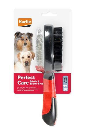 Професійна щітка Karlie Professional 2 в 1 для вичісування та розплутування шерсті, 22.5 x 6.5 см, червоно-чорна