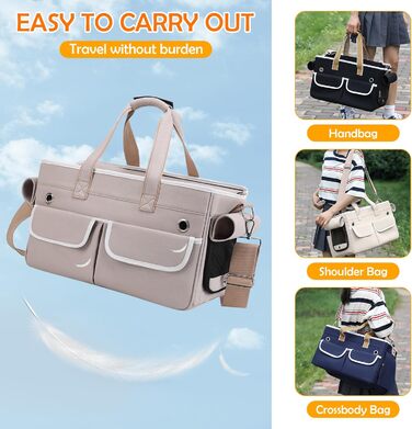 Транспортна переноска для котів та собак ALLSOPETS, складана, портативна, з м'якими кишенями, дихаюча, ідеальна для подорожей, кемпінгу, хаджінгу, (Хакі)