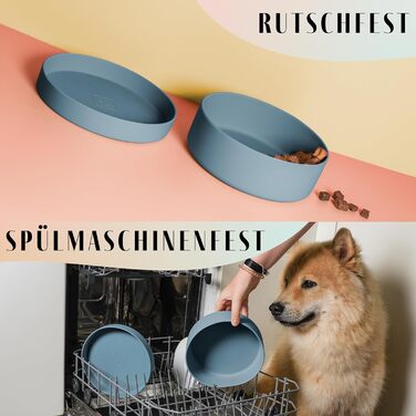 Миска для собак Ne&no® Silikon 1200 мл з кришкою | для маленьких та середніх собак | нержавіюча сталь, синій | не слизька, комплект миска та кришка