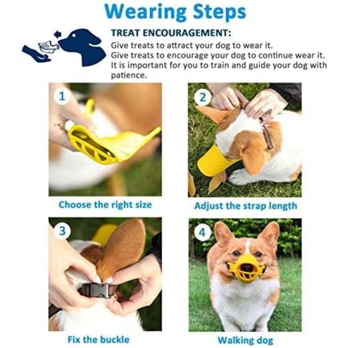 Нашийник-намордник для собак, м'який силіконовий, у вигляді гусені, жовтий, розмір S