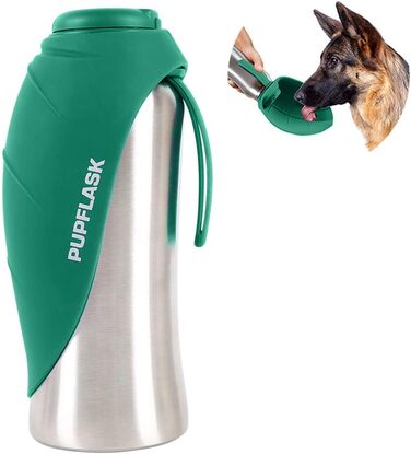 PupFlask пляшка для води для великих собак 800/1200 мл, нержавіюча сталь, портативна поїлка для собак і цуценят, герметична, для подорожей, підходить для всіх порід