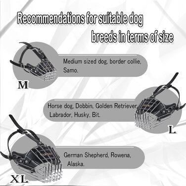 ЗакаБокс Намордник для собак середніх та великих порід - металевий, шкіряний, регульований, зручний, довговічний, запобігає гризінню та укусам