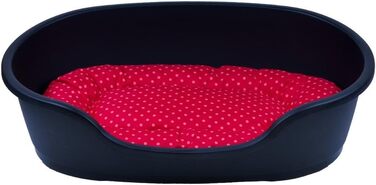 Корзина для собак Adena 110x74 см, антрацит + подушка з принтами (81x54x24 см)