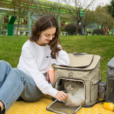 PETCUTE Рюкзак для собак і котів, складаний, з знімною підкладкою, дихаючий, з регульованими ременями, сумка для подорожей на відкритому повітрі (жовтий)