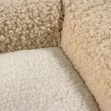 Квітковий будиночок для котів PAWY з подушкою, розкладне ліжко для котів з Bouclé тканини, знімний дах, 40x40x44 см, Бежевий, кутовий / 44 x 40 x 40 см Бежевий