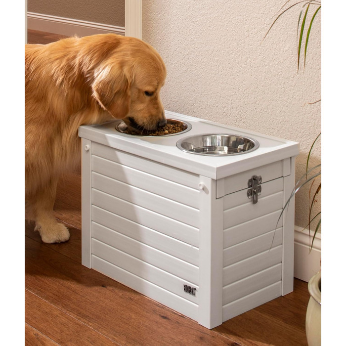 Підставка для годування собак New Age Pet ECOFLEX з 2 металевими мисками і контейнером для корму