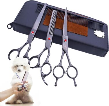 Набір професійних ножиць для собак: 7 шт. з нержавіючої сталі | Ножиці для грумінгу тварин | Набір для догляду за собаками