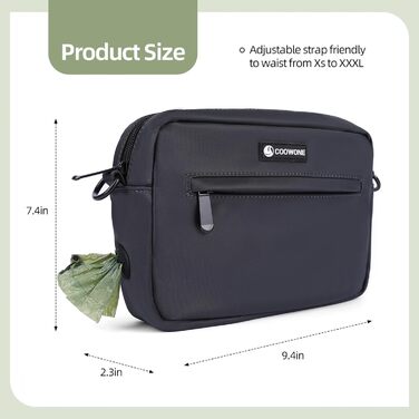 Сумка для ласощів для собак COOWONE, водонепроникна, з дозатором кульок, для прогулянок та тренувань (темно-сірий)