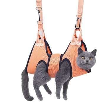 Гамак для собак та котів Nybhyjka для підстригання кігтів, зручна шлейка для грумінгу, помаранчевий, великий розмір