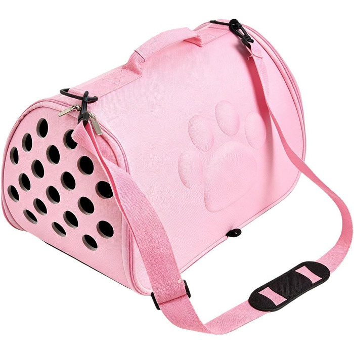 М'яка переносна сумка для тварин | Сумка для вигулу з плечовим ременем, легка для цуценят та маленьких собак - для подорожей, відпочинку на природі, авіаперельотів, кемпінгу, поїздок, до ветеринара, у місто, рожева