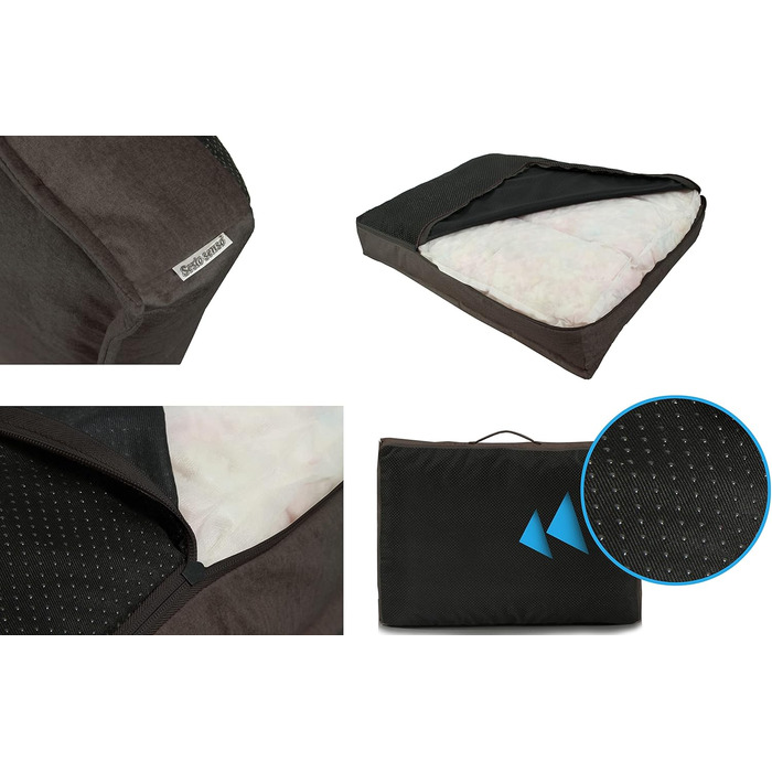 Килимок для собак Sesto Senso Premium, прямокутний, з Memory Foam, знімний чохол, сірий, 100x70 см, модель 1