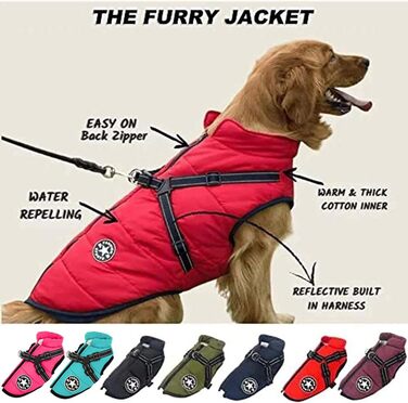 Зимовий теплий одяг Furry King для собак: водонепроникний 3-в-1, з інтегрованим шлейкою. Підходить для малих, середніх та великих собак та котів.