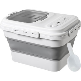 Контейнер для корму для собак RoxNvm, 12.5 кг, з кришкою та ложкою, сірий