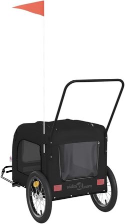 Причіп для собак Fasba: міцний, з відбивачами та прапорцем, для собак та котів, чорний, Oxford-Gewebe, сталь