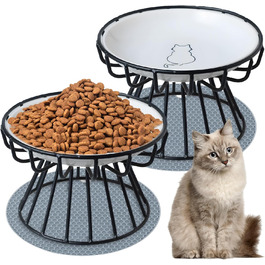 Підвищені годівниці для котів (2 шт.) - металеві миски з підставкою, 15 см, для кошенят та дорослих котів