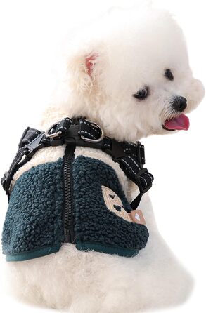 Зимовий теплий одяг для собак, водонепроникний, з підкладкою, з отвором для шлейки, для холодної погоди, для маленьких та середніх собак, зелений/білий