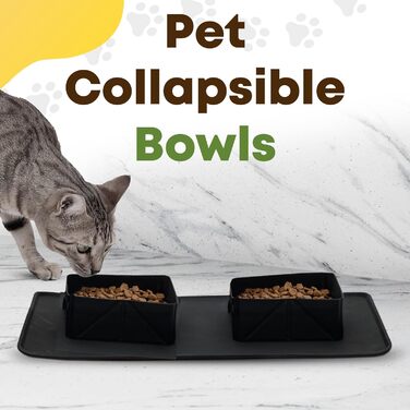 Складні миски для собак та котів, 2 шт. Зіліконовий посуд для тварин, портативні миски для подорожей, чорний