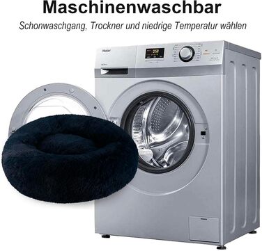 Крісло-лежанка для собак великих та середніх порід, 60 см Ø - М'яке та дихаюче ліжко для собак з неслизьким дном та піднятим бортиком, (76x76x27 см, Темно-синій)