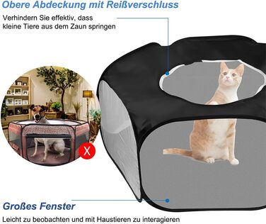 Клітка-ігровий майданчик для дрібних тварин, розкладний вольєр для кроликів, хом'яків, шиншил, кошенят та цуценят (чорний)