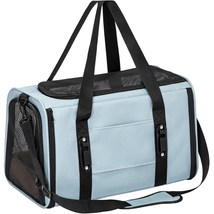 Транспортна сумка Petsfit для котів та собак, складана переноска для собак та котів, дихаюча переноска для собак, авіапереноска для домашніх тварин в авто, літаку або потягу, сірий, зелений колір