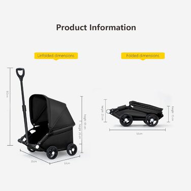 Візок для собак Loyimioo Mini - чорний, складний, з UV-захистом та поворотним ручками, для маленьких та середніх собак