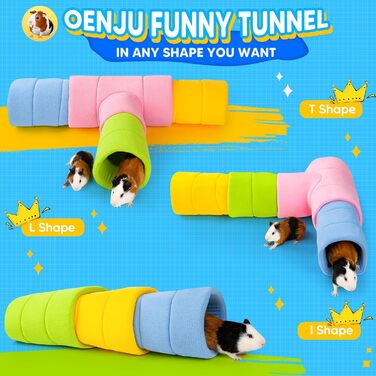 Туннель для морських свинок ONEJU, 2-сторонній, для гри та відпочинку, миється, з блискавкою, для зберігання, кольоровий