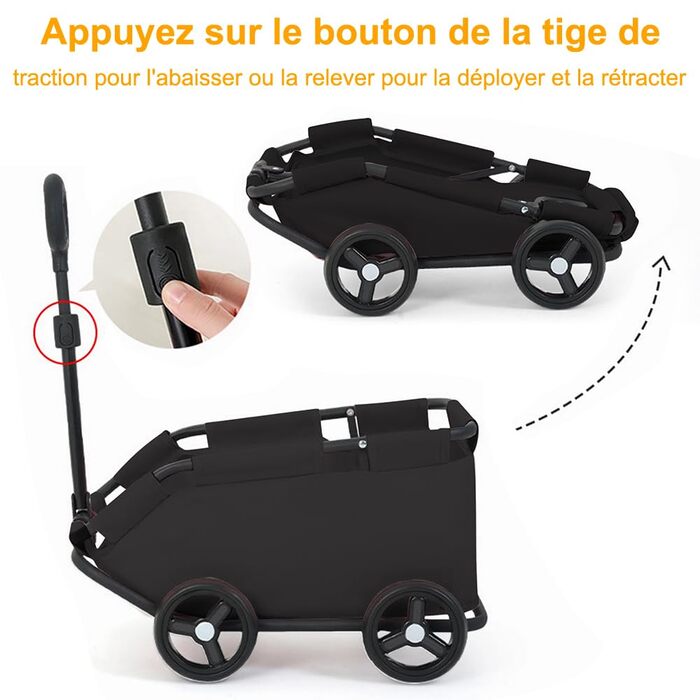 Візок для собак та котів OHMG, складний, до 20 кг, з гальмом, XXL-кошик, 3 вікна, тримач для напоїв, чорний (51 x 35 x 31 см)