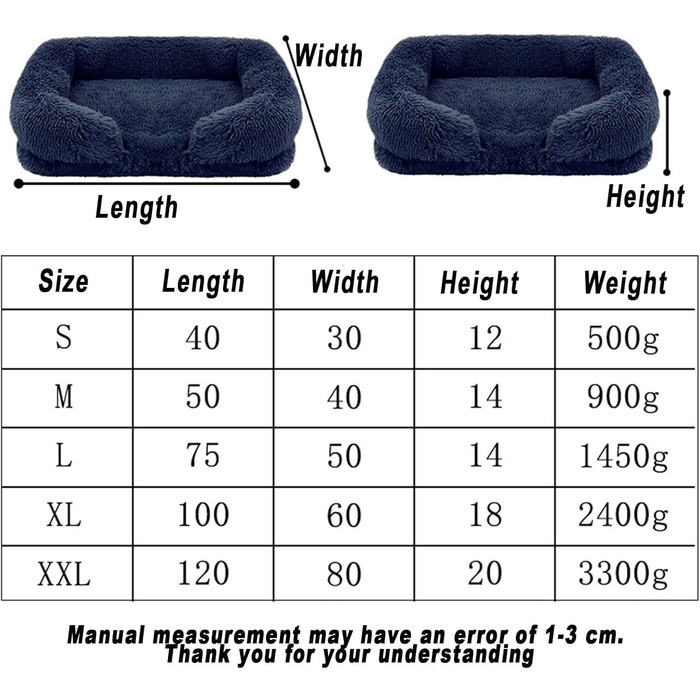 М'яке собаче ліжко, миється, для великих, середніх та маленьких собак, з неслизьким дном, знімний чохол, розмір M (50 x 40 x 14 см), світло-сірий колір