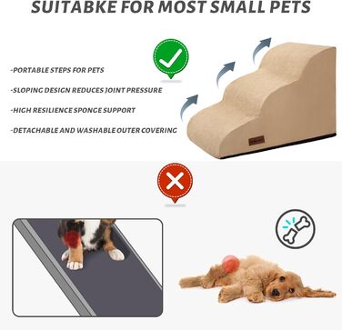 Сходинка для собак та котів Stufige, 3 сходинки, 40 см, колір хакі