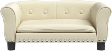 Софа для собак Festnight, ліжко для маленьких собак та котів, м'яка софа з штучної шкіри, 70x45x30 см (кремовий)