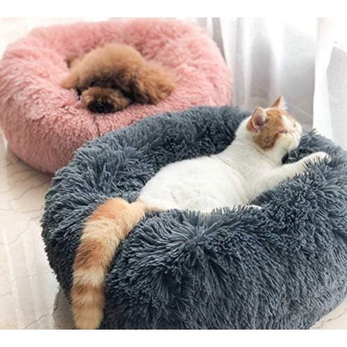 М'яке ортопедичне ліжко для домашніх тварин для собак і котів, Donut-ліжко-гніздо для маленьких, середніх і великих собак, подушка для собак, яку можна прати - 60 * 60 * 20 см - темно-сірий 60*60*20 см темно-сірий