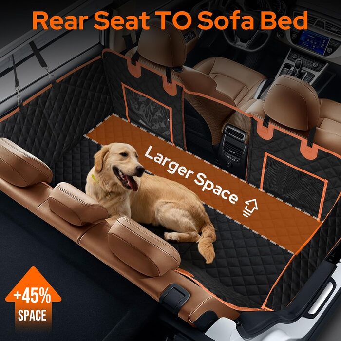 Захист для заднього сидіння автомобіля для собак: водовідштовхуючий килимок, універсальний для всіх авто, SUV та багажника, з металевим кліпом