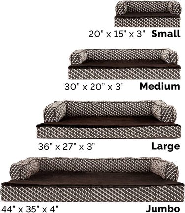 Ліжко для собак та котів FurHaven, плюшеве, стилізоване під диван, з охолоджуючим гелевим шаром, знімний чохол, колір коричневий діамант, розмір S