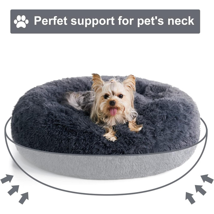 М'яке ліжко для собак та котів WNPETHOME, Anti-Angst Donut, 20x20 дюймів (50x50 см), Marineblau (Морська синя)