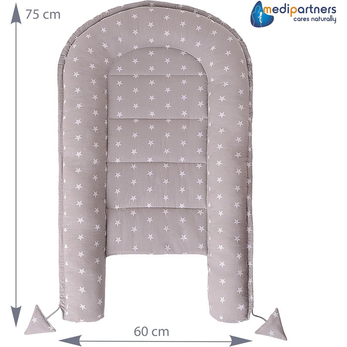 Килимок для кота та собаки Medi Partners 75x60x10 см, м'яке ліжко-гніздо з зірками (білий)