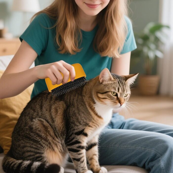 Щітка для видалення шерсті котів | Догляд за шерстю, проти випадання шерсті - аксесуар для домашніх тварин для довгошерстих собак та котів з функцією щоденного догляду для дому та в дорогу, білий (жовтий)