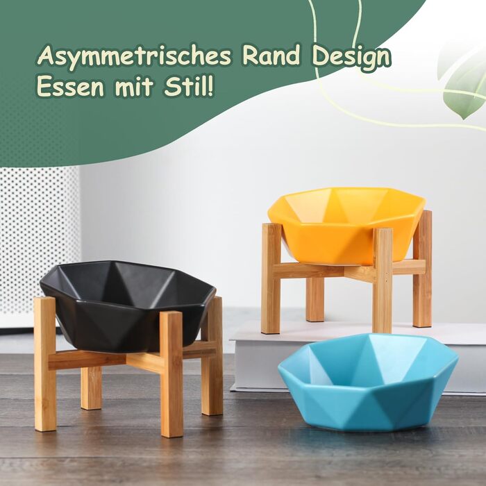 Керамічна годівниця для котів та собак на підставці, нахилена, зелена - 1 шт.