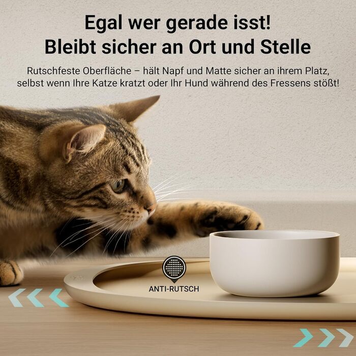 Підкладка під миску для котів DownyPaws, силіконова, 62 x 43 см, бежева. Захист від розливу води та корму, легко миється, BPA-free
