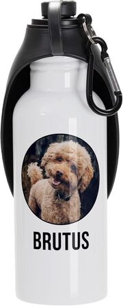 Персоналізована пляшка для води для собак 600 мл з фотографією та ім'ям. Зручна, виточна, з карабіном. Ідеально для прогулянок, подорожей та активного відпочинку.