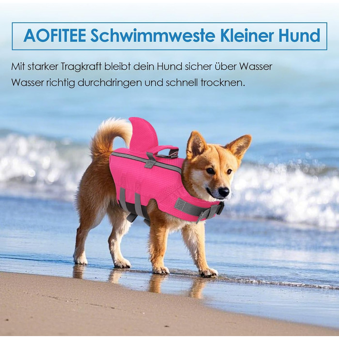 Світлокасова жилет для собак AOFITEE, рожевий, XS-M, з ручкою для порятунку, регульований