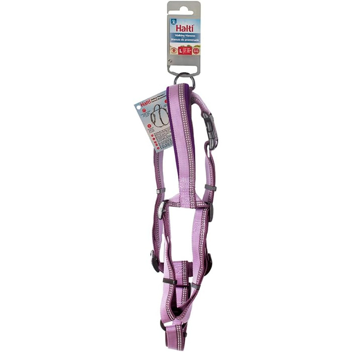 Шлейка для собак HALTI Walking з м'якою неопреновою підкладкою, 5 регульованих ременів та світловідбиваючим матеріалом. Підходить для собак середніх розмірів (Lila, L)