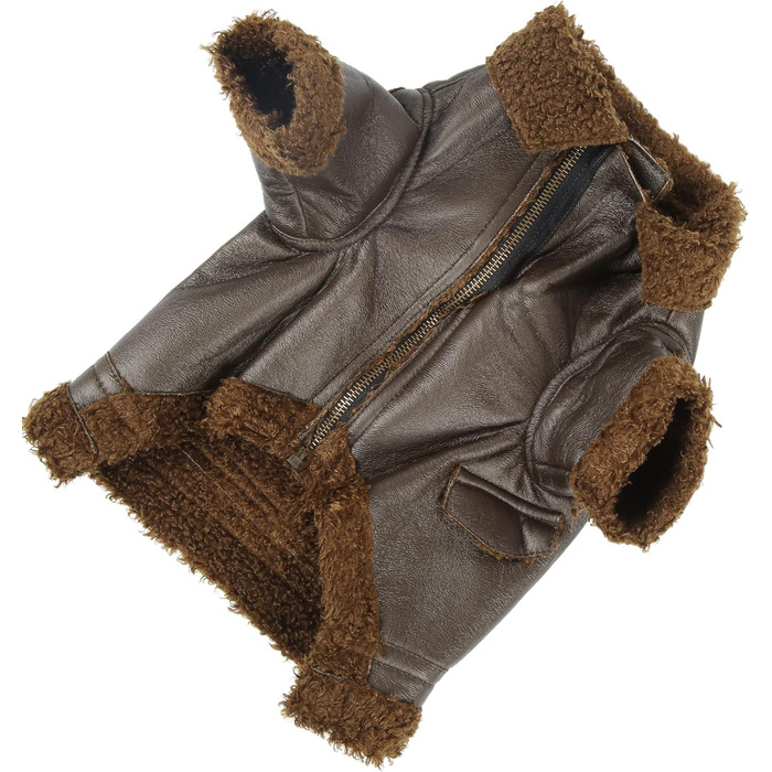 Зимовий шкіряний теплий одяг для собак Pssopp, куртка з PU-шкіри, зручний підклад з фетру, для маленьких, середніх та великих собак, розмір M