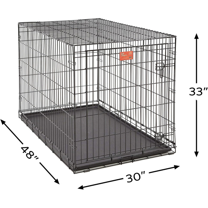 Кія для собак Midwest Homes for Pets Lifestages 1642DDU, велика, з подвійними дверцятами, металева, 107 см, з перегородкою, захист підлоги, мийка, чорна