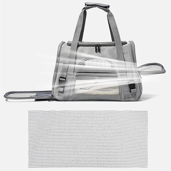 Сумка-переноска для собак – сумочка на плече, розкладна, прозора | Легка переноска для цуценят та маленьких собак, зручний рюкзак для подорожей, Trans (сірий)