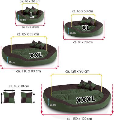 BedDog® Hundebett SABA 4в1: овальне/кругле, велике, з бортиком, для дому та вулиці, L, Mystic, зелено-коричневе, 65x50x23 см