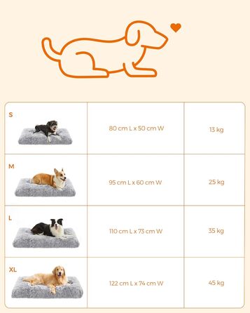 Ліжко для собак Feandrea з м'яким лежаком, плюшевий килимок, 122 x 74 см, Ombré-Сірий, PGW204G01 L 122 x B 74 x H 10 см