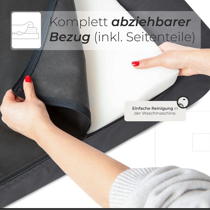 FREUDENTIER® ортопедичне ліжко для собак з Memory Foam, супер м'яке, миється, Made in Europe, підходить для собак маленьких, середніх та великих порід (110x64см), колір Dark